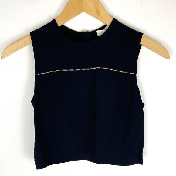 A.L.C. Zipper Detail Sleeveless Crop Top In Navy Size 0 New - Picture 1 of 7